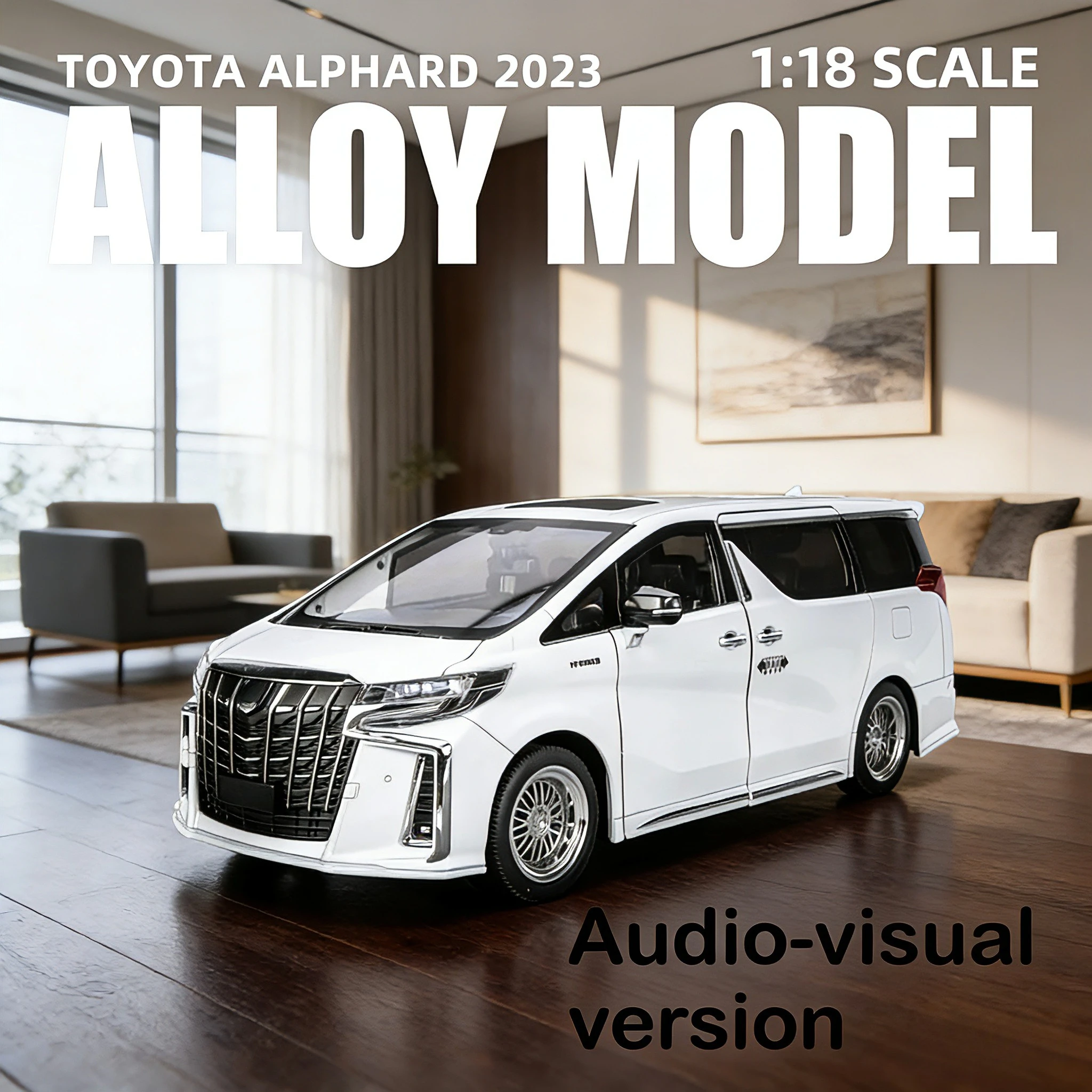 알파와 같은 합금 자동차에 적합한 새로운 1:18 다목적 밴 모델, 알루미늄 주조 장난감 자동차, 시뮬레이션된 소리와 빛