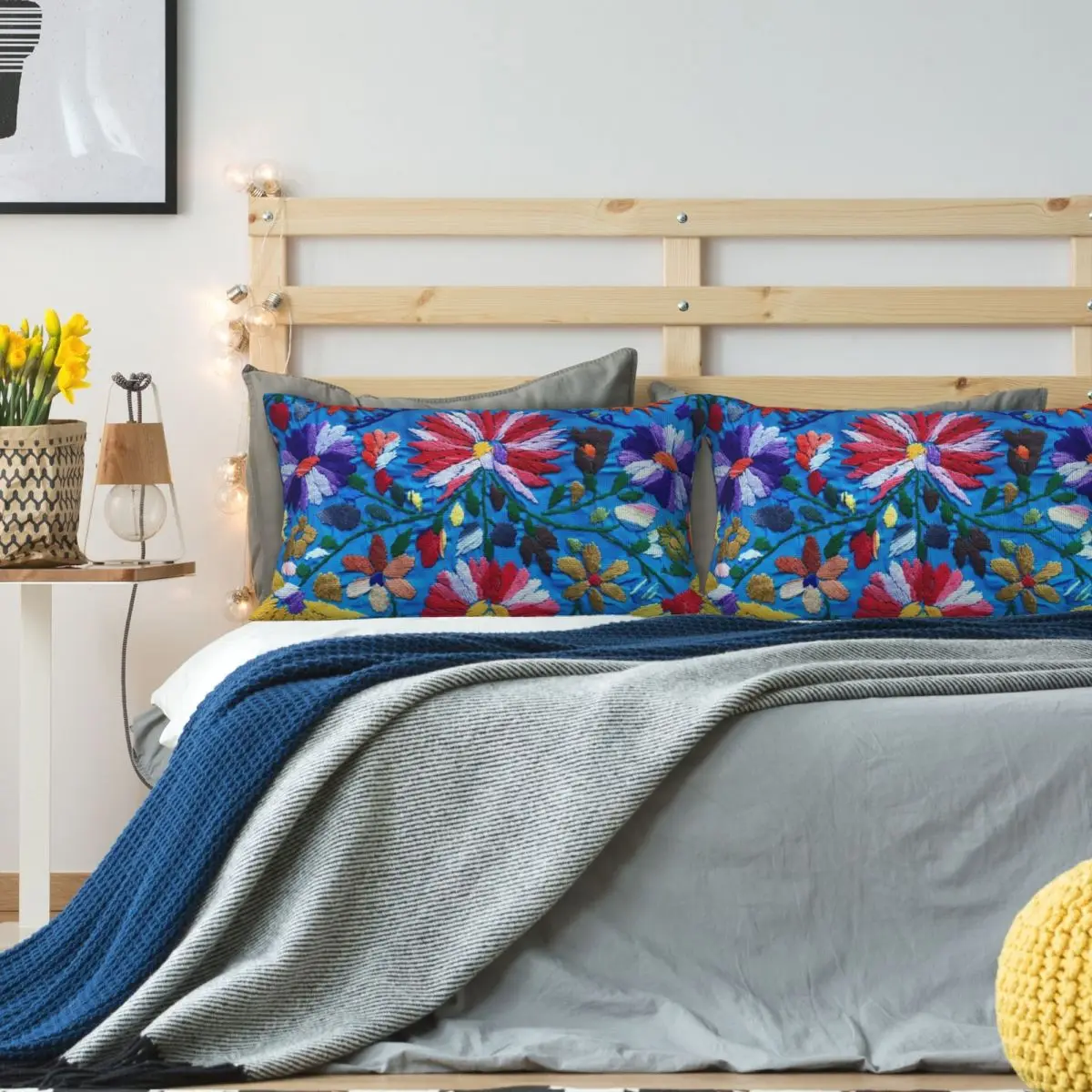 

Mexican Flowers Rectangle Linen Pillowcase Cushion Cover Polyester Decor Bed Home Comfort Throw Pillow