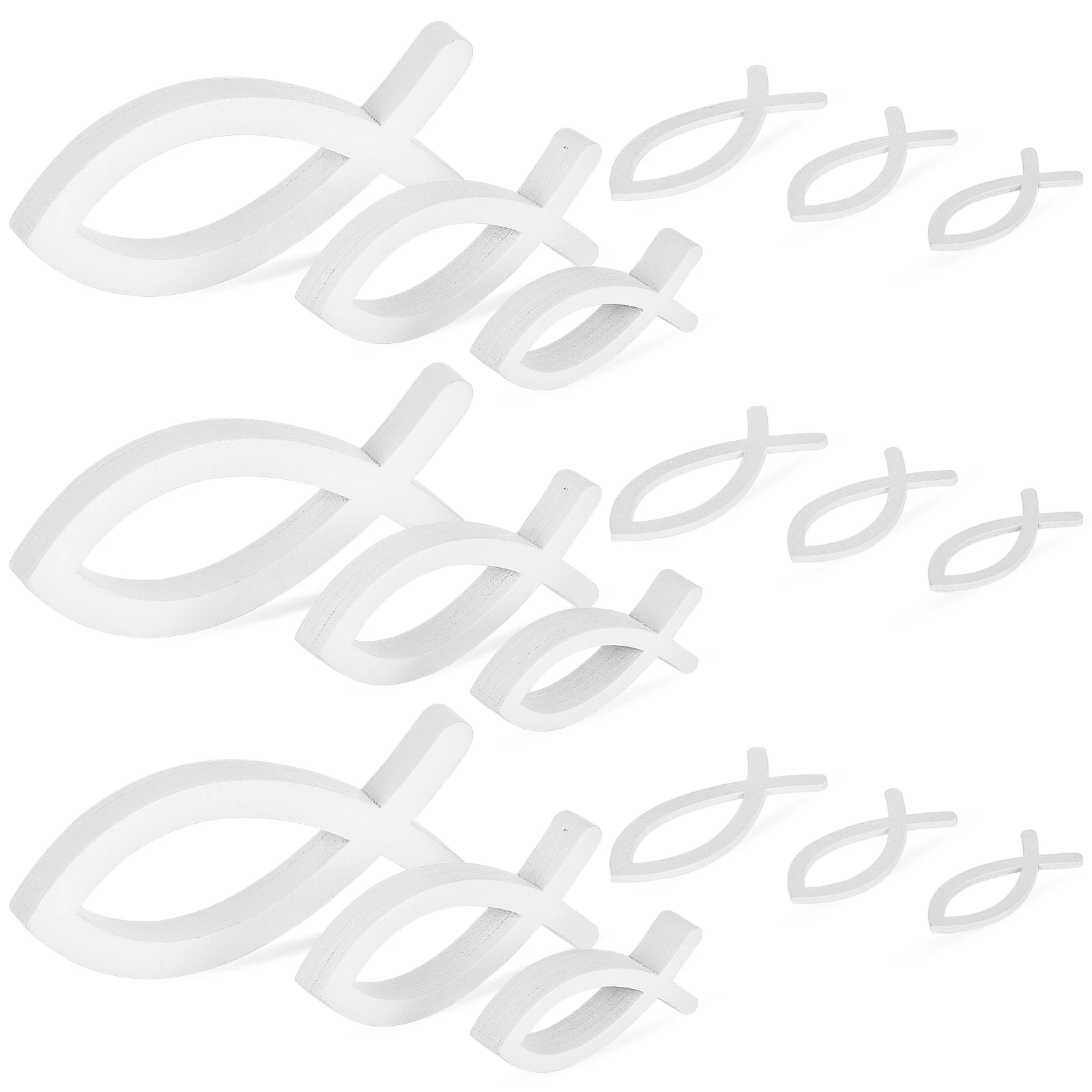 

72Pcs White Wooden Fish Decoration Hollow Shaped Small Ornaments for DIY Craft Accessories Festivals Weddings Christening