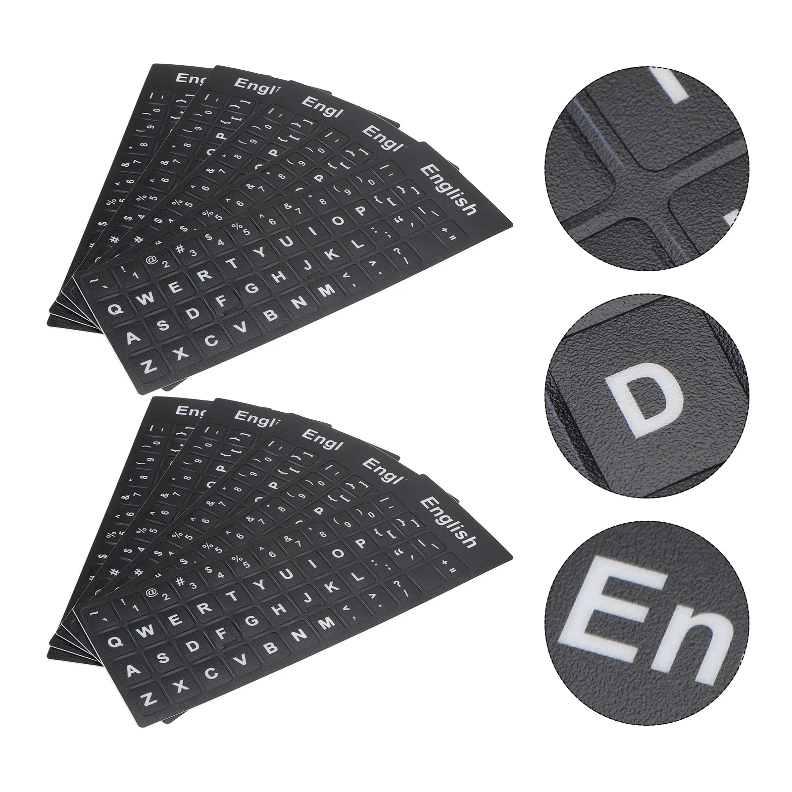 

10pcs Keyboard Stickers Black Background White Lettering Universal Laptop Desktop Multi-Language Replacement Skin No Residue