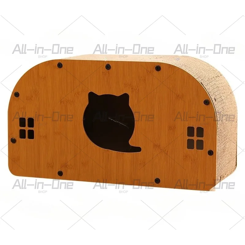 Cat scratching board cat house multi-functional integrated double-layer villa natural wood corrugated paper cat litter