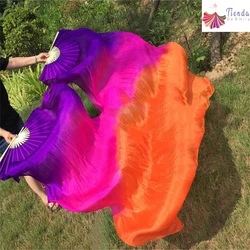 1 Pair Left Right Silk Belly Dance Fan Veil Women Bamboo Long Fans Veils For Praise Dancing Performance Colors Flowy Stage Props