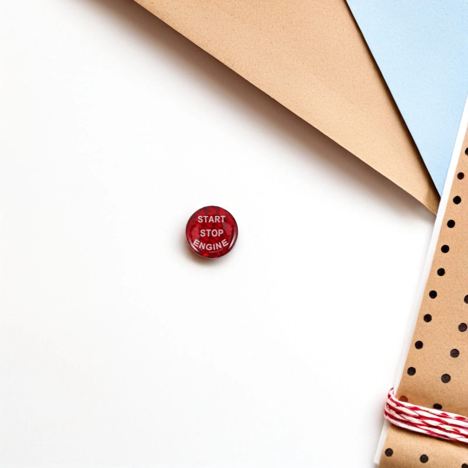 

Button Sticker 21mm Red Car Engine Cover Decoration Ignition Switch Protective Elegant Design Easy Installation Sturdy