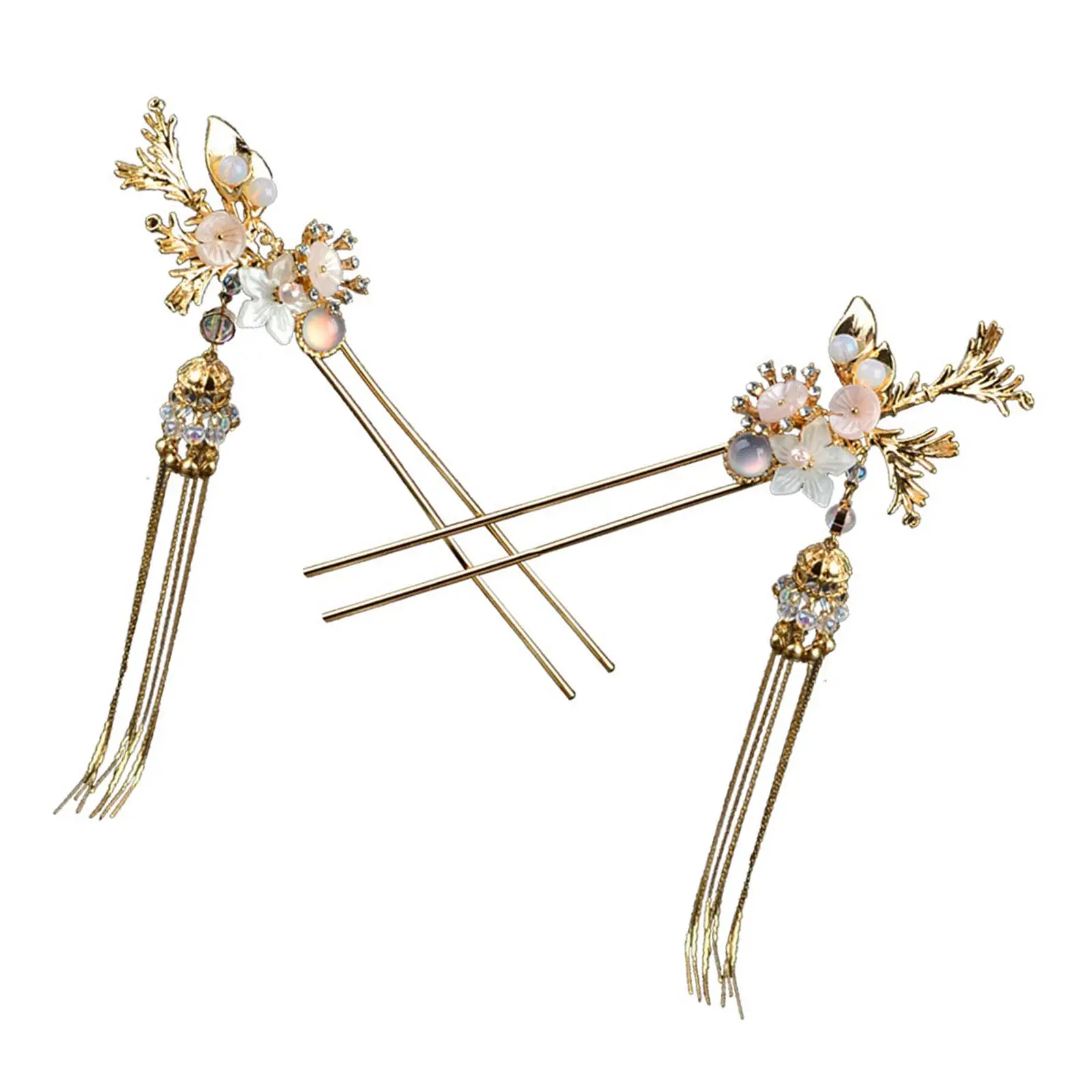 2 Pieces Ancient Chinese Hairpin Floral Antique Hair Accessories Flower Hair for Birthday Wedding