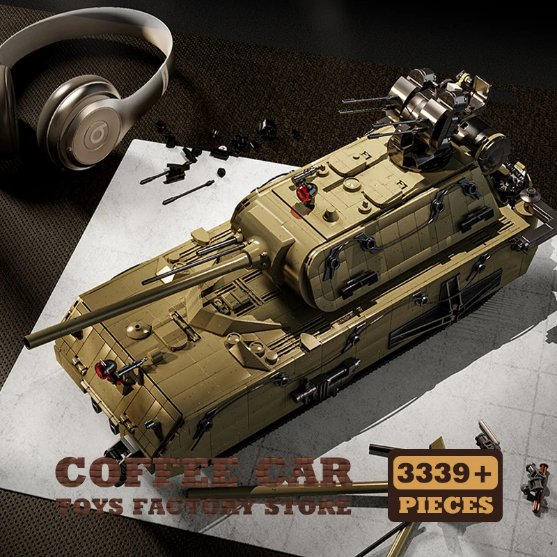 

NEW German Panzer VIII Maus Building Blocks WW2 Army Heavy Tank MOC Bricks 3D Model Adult Boy Kid Gifts Military Collection Toys