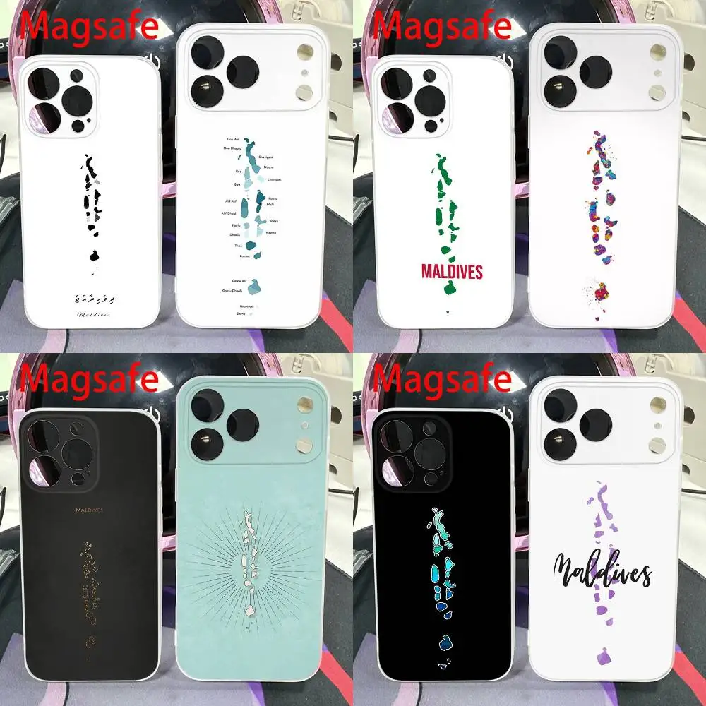 

Maldives MAP LOGO Phone Case For iPhone 14,16,15,11,13,17,12,Air,Mini,Plus,E,Pro,Max Magnetic Magsafe Frosted Cover
