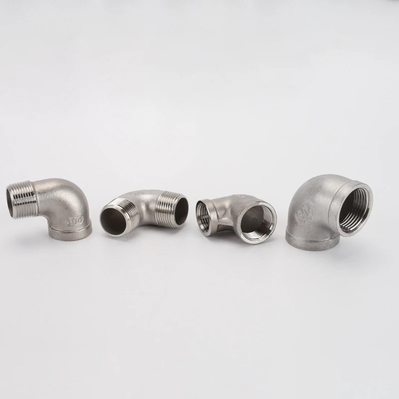 BSP 1/8" 1/4" 3/8" 1/2" 3/4" 304 스테인리스 스틸 조인트 암/수나사 90도 엘보 감속 직경 나사식 파이프 피팅