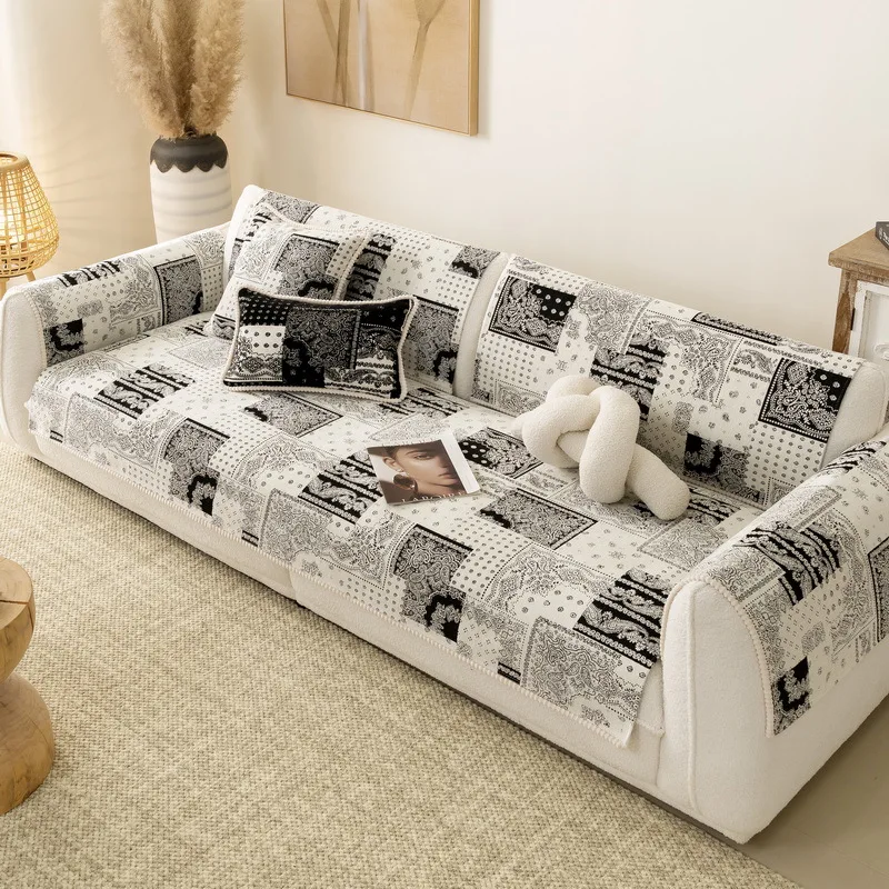 Light luxury premium sofa cover four seasons universal chenille non-slip living room straight sofa cover cloth backrest towel