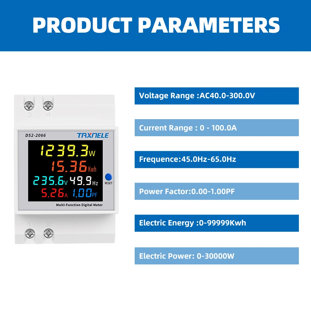 AC monitor 110V 220V 380V 100A Voltage Current Power Factor Active KWH Electric energy Frequency meter VOLT AMP