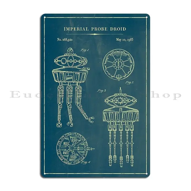 Imperial Probe Droid Blueprint Metal Sign Poster Garage Party Club Garage Pub Printing Tin Sign Poster