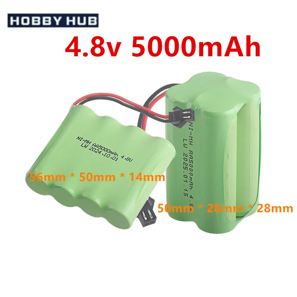 4*1.2v AA 5000mah 4.8v NiMH Rechargeable Battery For RC Cars Robots Tanks Gun Rc Boats Parts With SM Plug