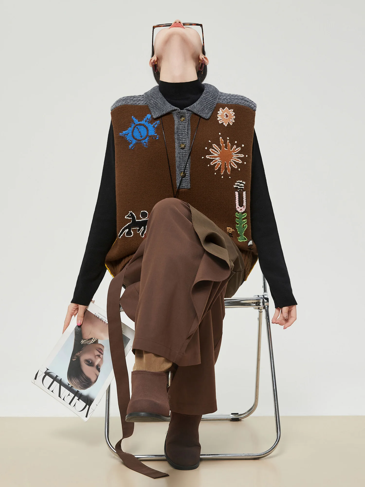 

Color Blo Knitted Vest Women's Svel Woolen Top Layering Versatile Autumn Winter New Arrival Faion Outerwear