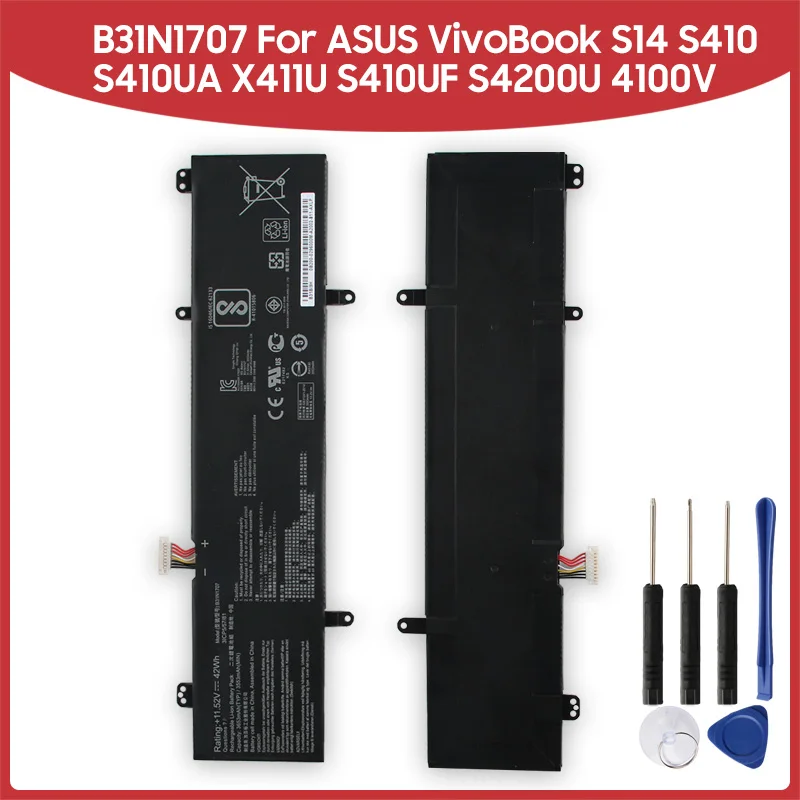 

Replacement Battery B31N1707 For ASUS VivoBook S14 S410 S410UA X411U S410UF S4200U 4100V X411UN X411UQ X411UA X411UF 3653mAh