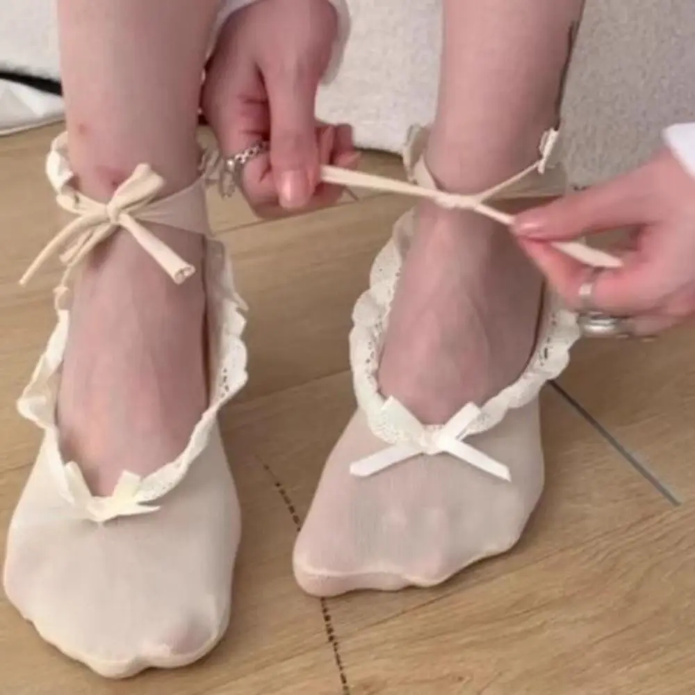 New Breathable Bowknot Socks Solid Color Spring Summer Short Socks Sweet Daily Wear Cotton Socks