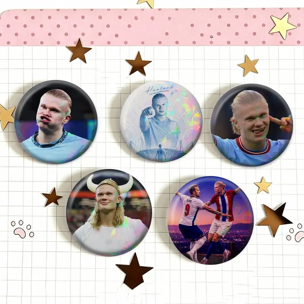 cool Erling Haaland   Laser Badge Creative Pins Brooch for Bag Clothes Hat Decor Gifts Fans Collect