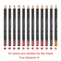 12 Colors Waterproof Matte Lipliner Pencil Red Contour Tint Lipstick Long Lasting Non-stick Cup Moisturising Lips Cosmetics