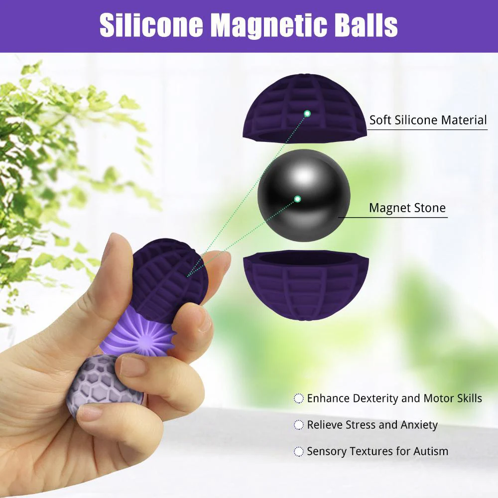 Silicone Magnetic Sensory Balls Fidget Worry Balls Autism Calming Fidgeting Kid Adults Anxiety Relief Stress Sensory