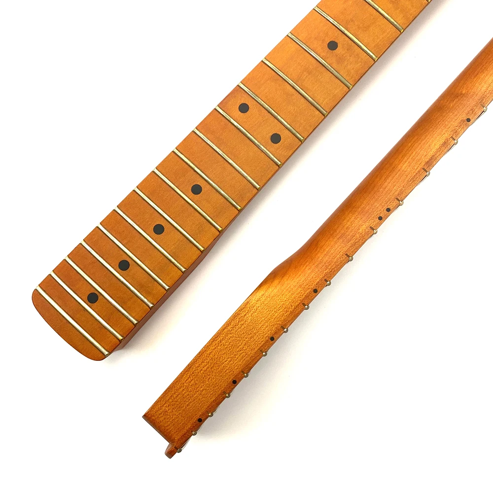 Custom Nitro Stain Finished 22 Fret Roasted Maple Guitar Neck For ST Electric Guitar Replacement