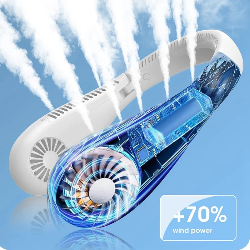 AD23-Tragbarer Nackenventilator, 5000 mAh, faltbarer Nackenventilator, flügellose Kühlung, persönlicher Nackenventilator, wiederaufladbarer Nackenventilator mit 3 Geschwindigkeiten