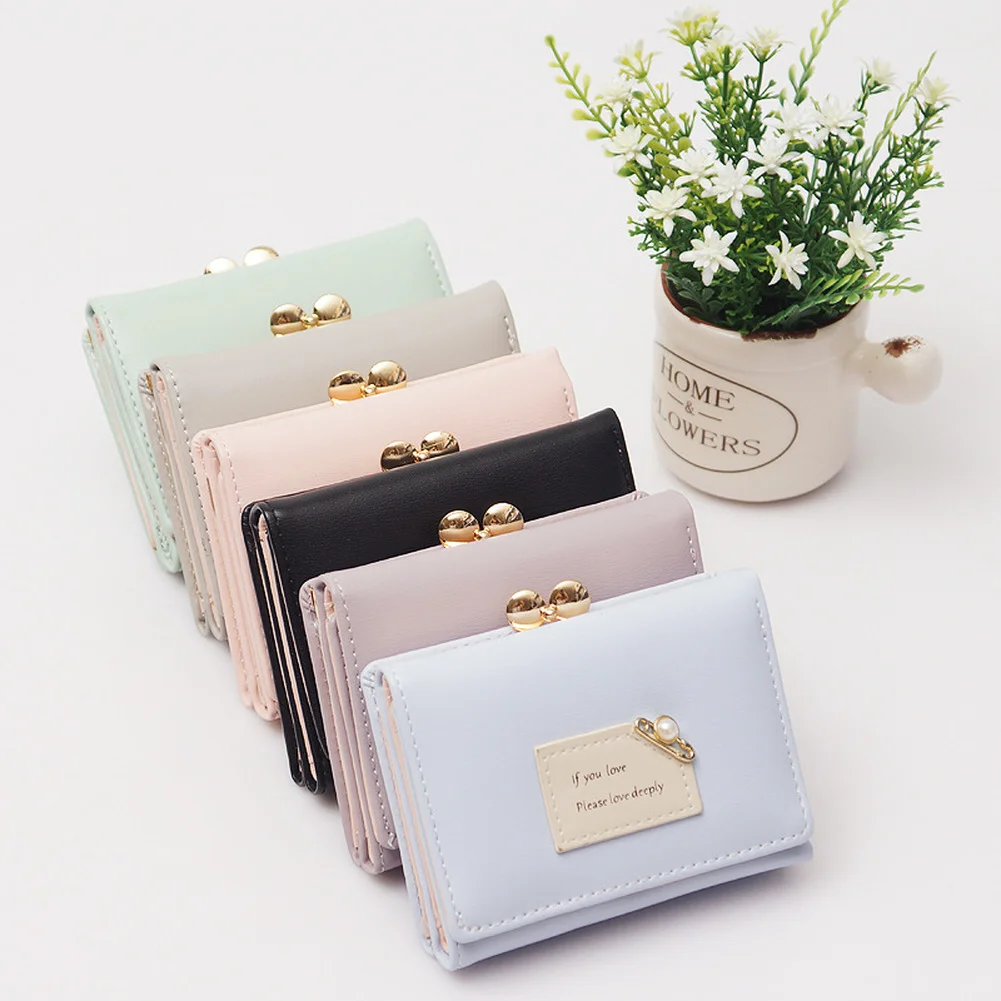 Women Wallets Female Short Design Fashion Three Fold Purse Simple Cute Student Clutch Card Holder Coin Purse