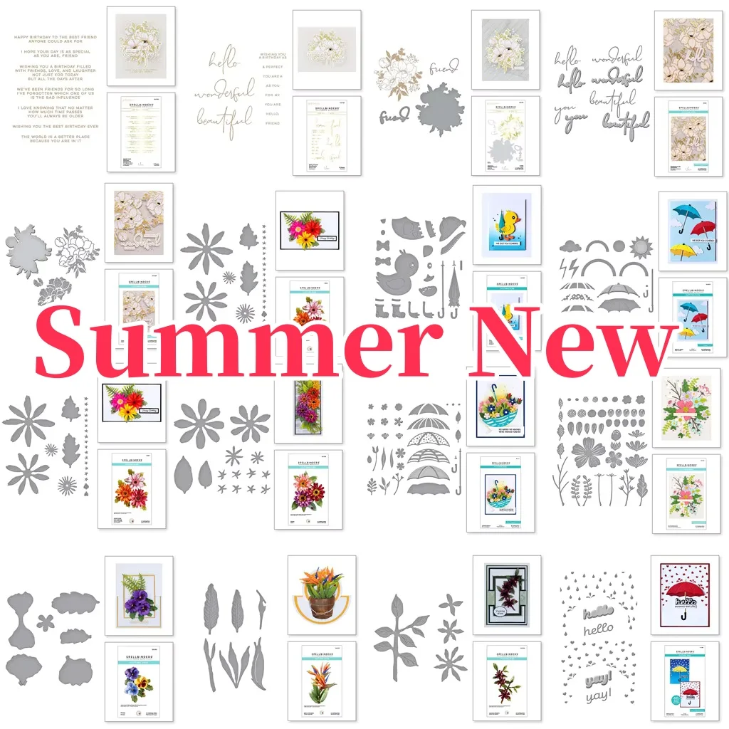 

2025 Summer New Blooms Umbrella Rain Shine Metal Cutting Dies Hot Foil DIY Scrapbook Handcraft Paper Card Album Craft Template