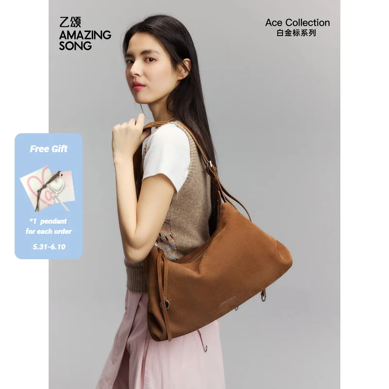 

Amazing Song Original Design Donut Hobo Bag Large Top Grain Cowhide Crossbody Bag Fashion For Women