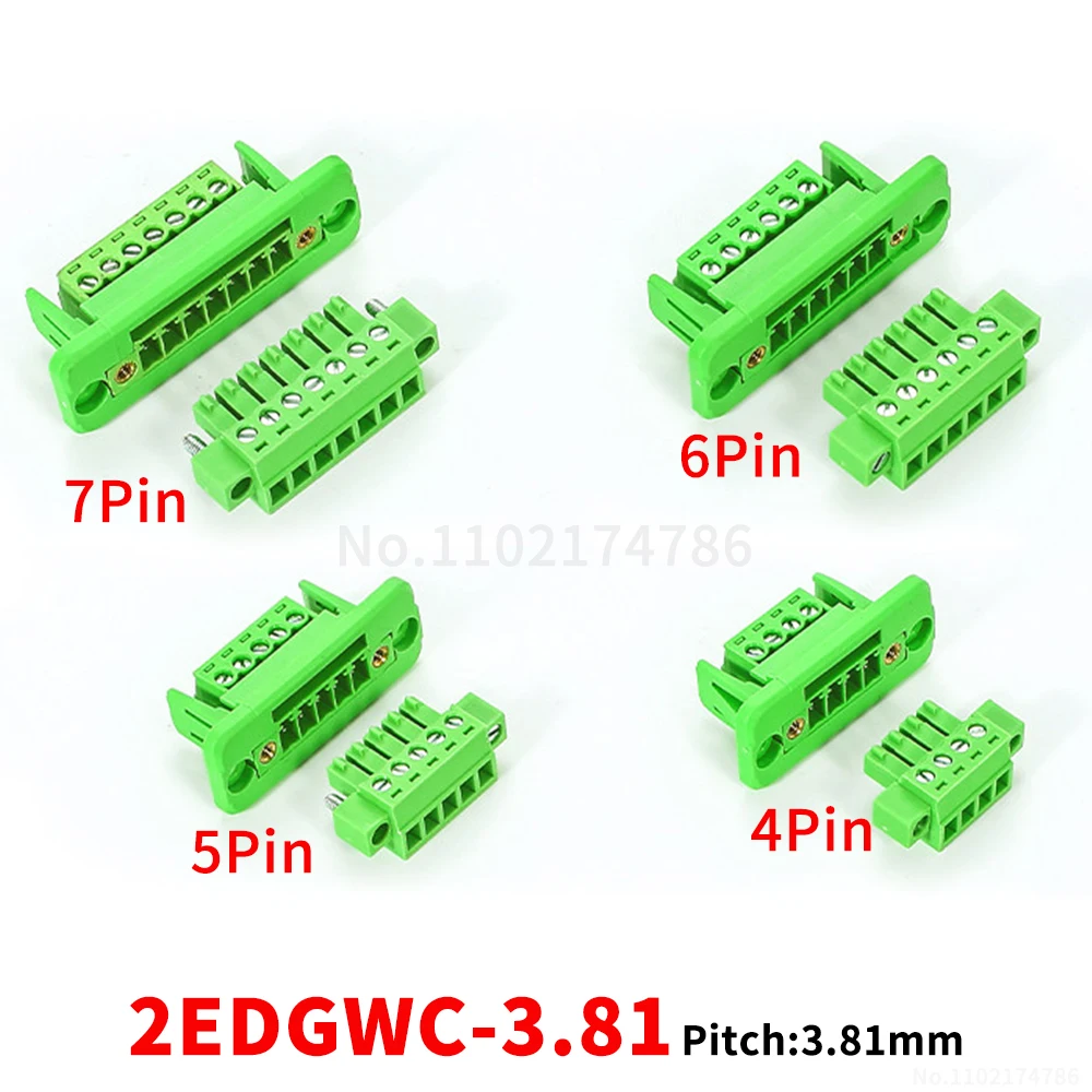 (1 Set) KF 2EDGWC - 3.81mm wall-mounted terminal block wall-mounted fixed plug and socket bracket 3-piece set 15edgwc 3.81