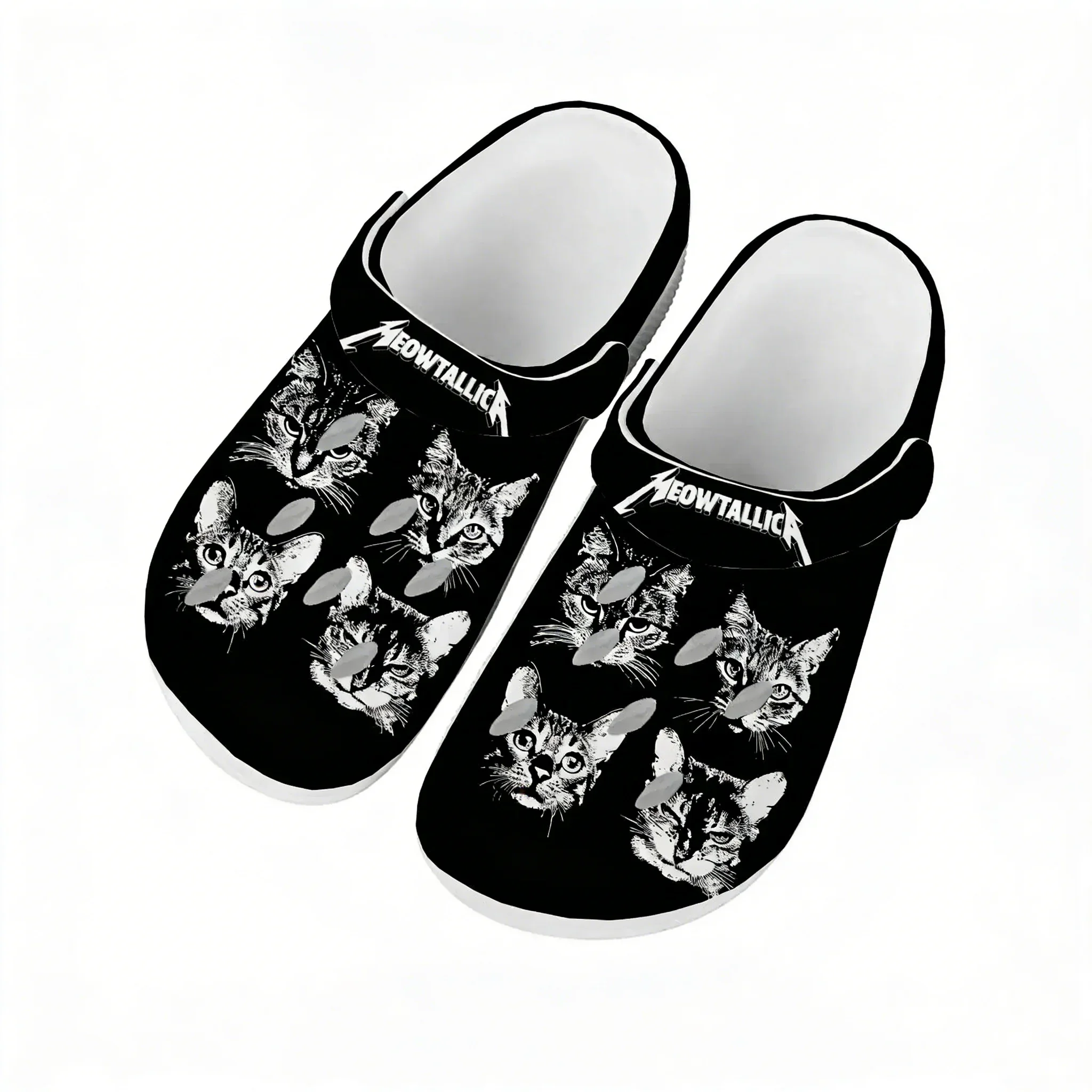 Cat Meowtallica Water Shoes Men Women Comfortable Fashion Home Garden Clogs Customizd Sandals Beach Breathable Hole Slippers