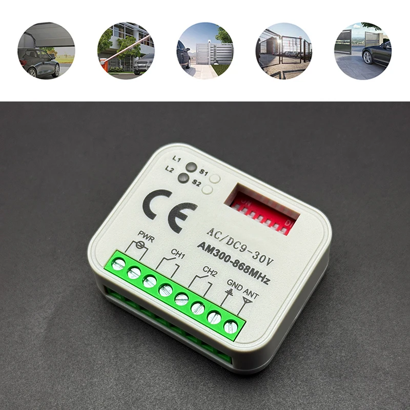 1-20個の新しいユニバーサルRX MULTI 300〜868 MHz 433mhzガレージ/ゲートリモートコントロールレシーバー2CH AC/DC 12V 24V 9-30Vリレーモジュール