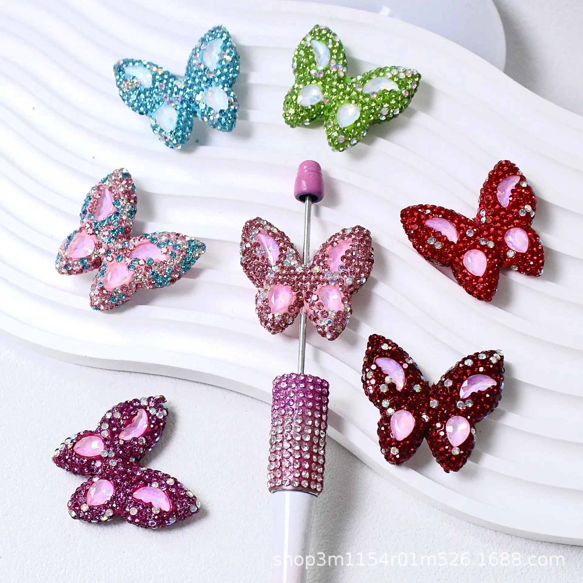 

2Pcs Y2K Wealth Artificial Diamond Butterfly Luxury Chain Full Diamond Bag Junk Phone Case Ipadcase Resin Decoration Charm