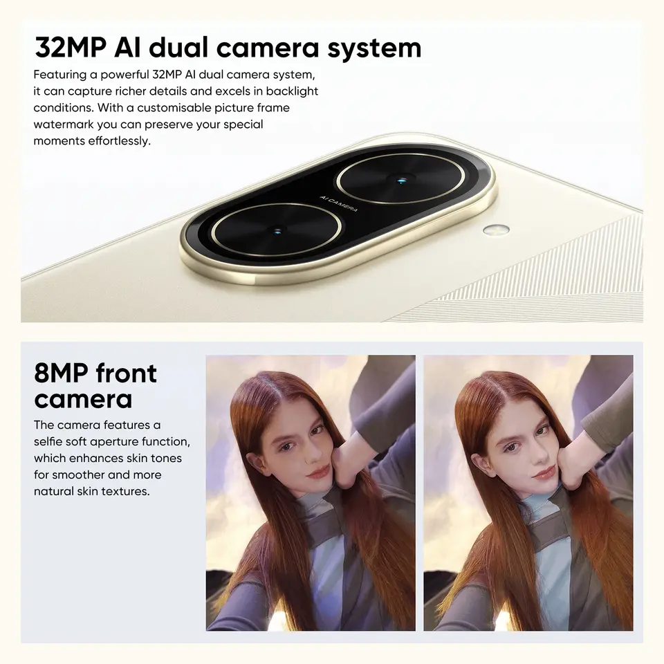 هاتف POCO C71 نسخة عالمية، معالج UNISOC T7250، شاشة 6.88 بوصة 120Hz، كاميرا مزدوجة 32MP مع الذكاء الاصطناعي، بطارية 5200mAh، شحن سريع 15W - 3