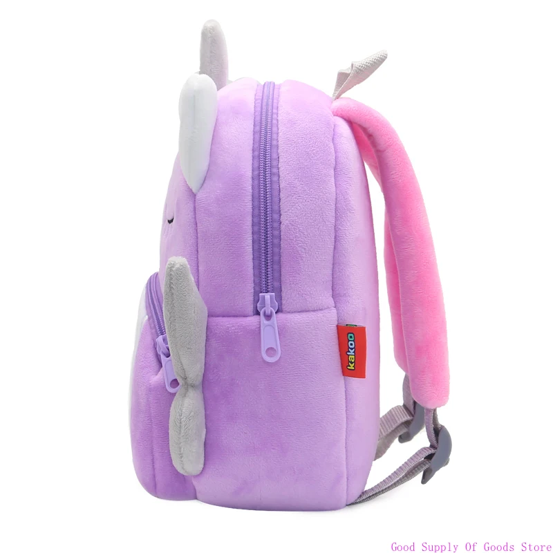 Mochila escolar para meninas, linda unicórnio roxo, mochila infantil de pelúcia, bolsa escolar de jardim de infância