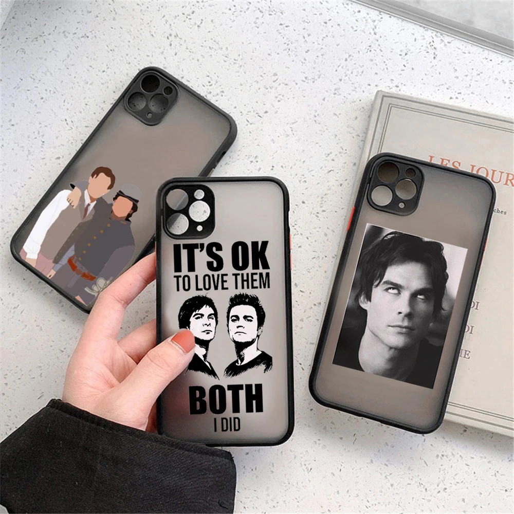 The Vampire Diaries Damon Matte Phone Case for IPhone 13 12 11 15 Pro Max 7 8 14 Plus SE2 X XR XS MAX Mini Shockproof Cover Skin