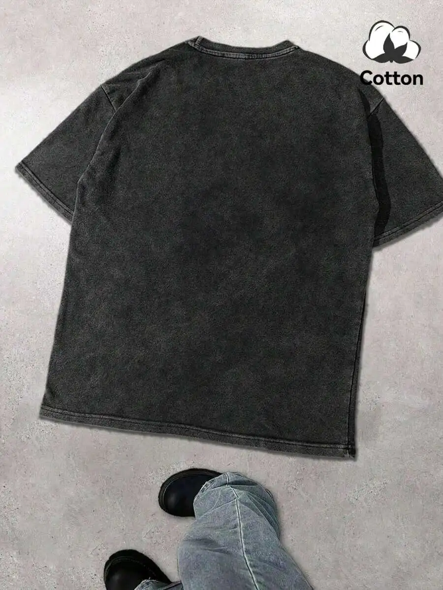 

Mens Round Neck Short Sleeve Casual Distressed Cotton T-Shirt