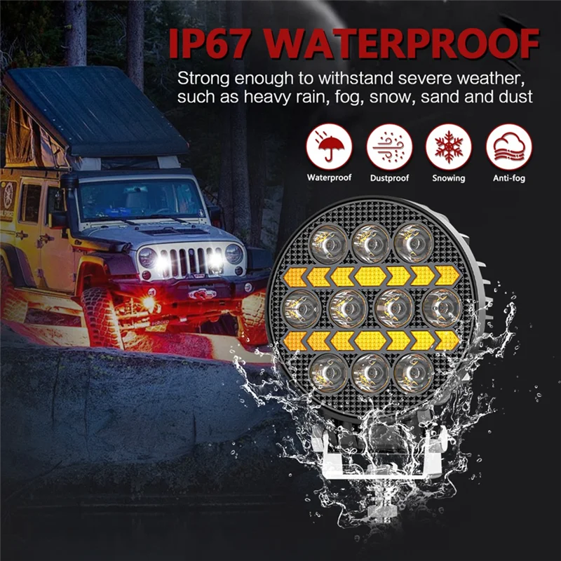 جولة 4 بوصة سيارة LED أضواء العمل يوم تشغيل أضواء لشاحنة ATV UTV SUV دراجة نارية عربة مقطورة قارب #2