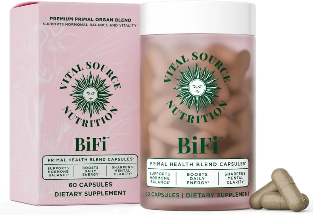 Vital Source Nutrition - BiFi Capsules - Beef Organ Primal Blend - Premium Supplements for Women - Supports Hormone Health, Energy, & Stamina - Daily Vitality - No Artificial Ingredients
