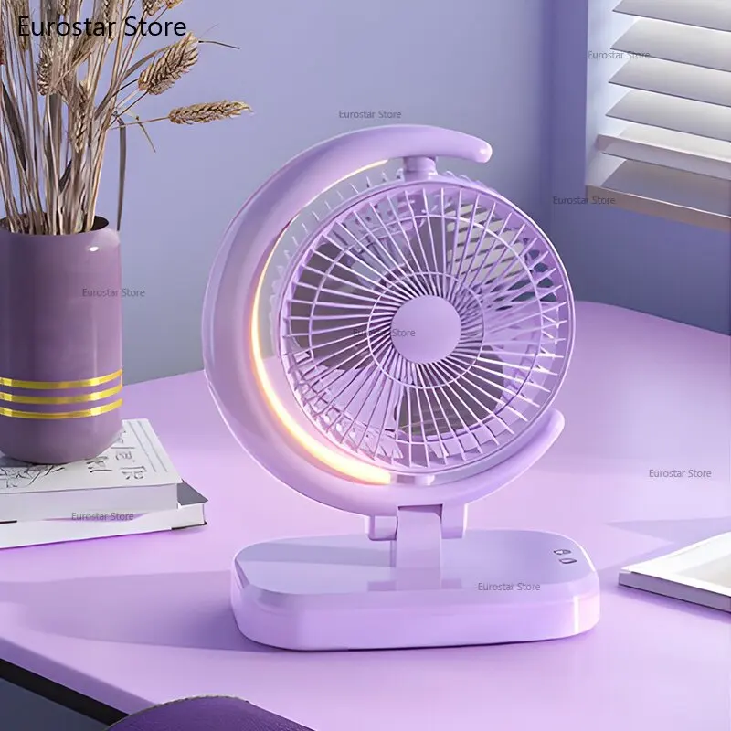 Neuer elektrischer Mini-Ventilator, USB-Aufladung, leiser Desktop-LED-Lichtventilator, starker Wind, 3 Geschwindigkeiten ​ ​ Verstellbar, geeignet für Zuhause, Büro, Schule