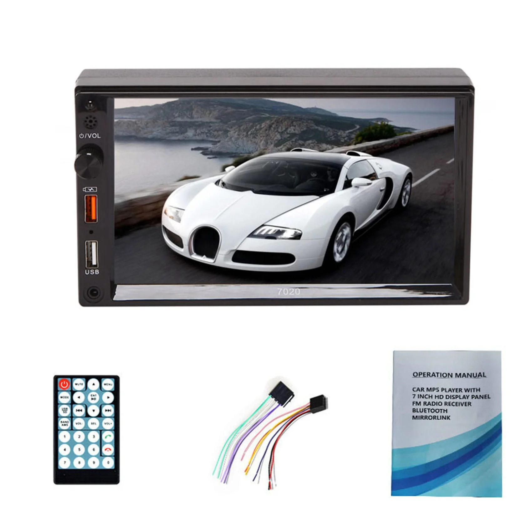 

Автомагнитола 2 Din, 7 дюймов, MP5, Bluetooth, сенсорное, двойной USB, Mirror Link