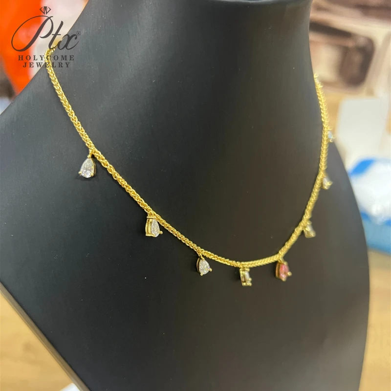 تسعة قطرة الماء قلادة مويسانيتي الأحجار الكمثرى قطع مخصص 925 فضة الترقوة سلسلة للنساء هدايا عيد الميلاد أنيقة #4