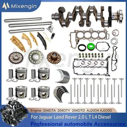 For 2.0L Diesel Jaguar Land Rover 204DTA 204DTD Engine Timing Chain Kit Crankshaft and bearing Piston Complete Head Gasket Set