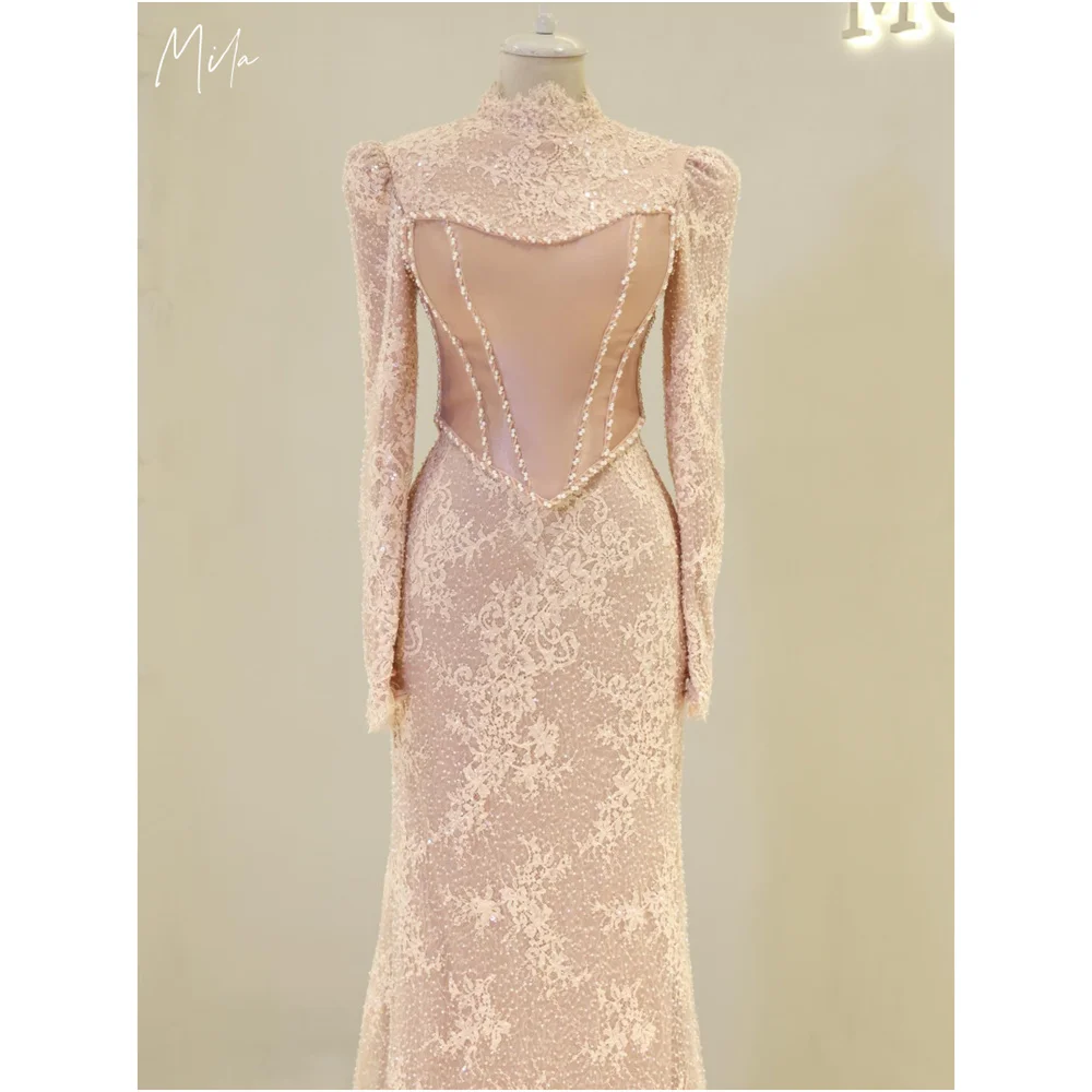Mila Lace High Neck Prom Dresses Long Sleeve Skinny Customized Formal Evening Elegant Floor-Length Elevestidos de fiesta 2025