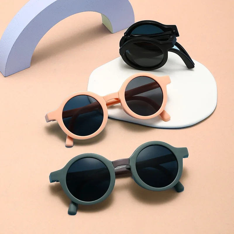 Foldable Kids Sunglasses Girls Boys Cute Round Sun Glasses Children Street Beat Eyeglasses Baby Shades Eyewears UV Protection