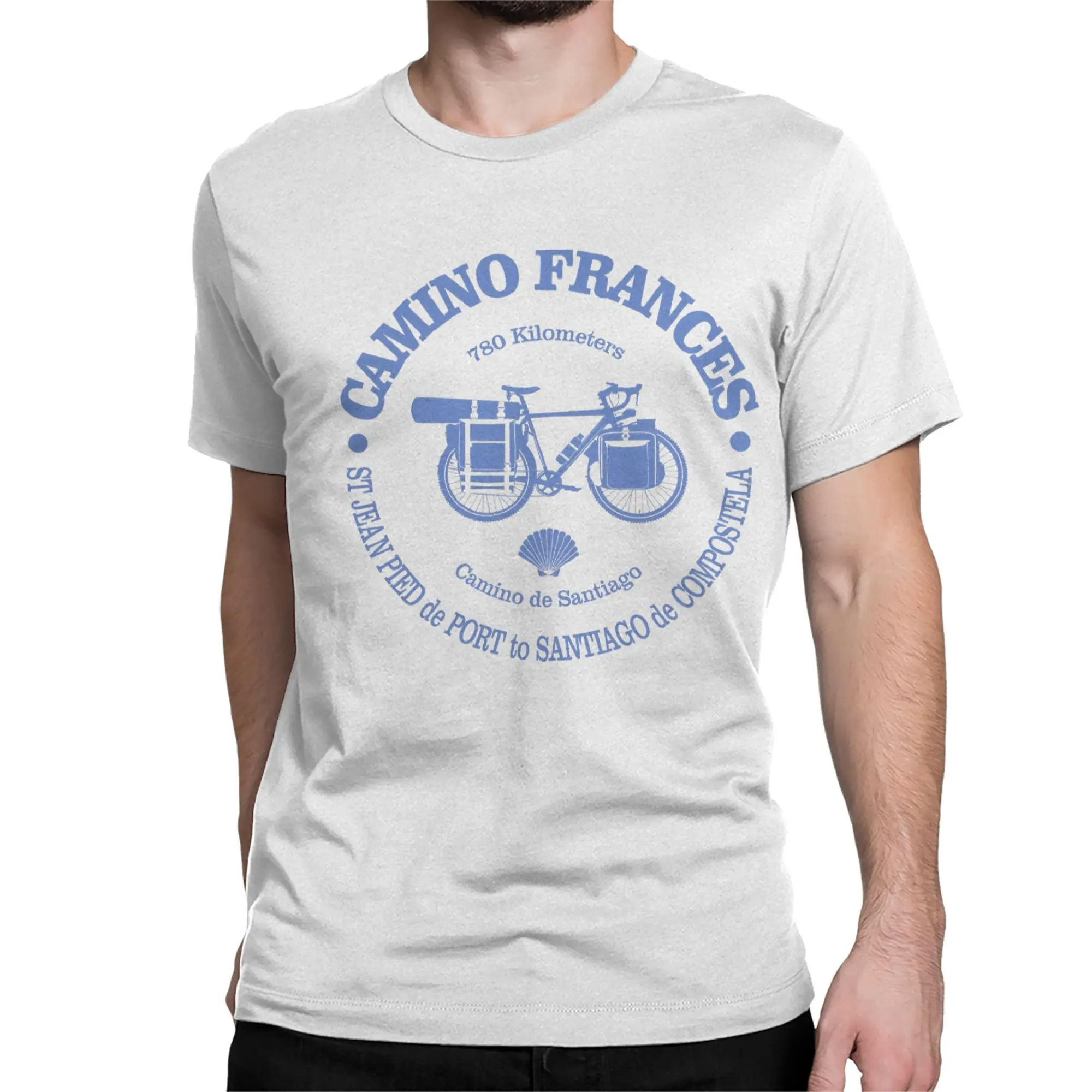 Leisure Camino de Santiago Frances cycling T-Shirts for Men Women Round Neck Cotton T Shirts  Short Sleeve Tee Shirt Unique Tops