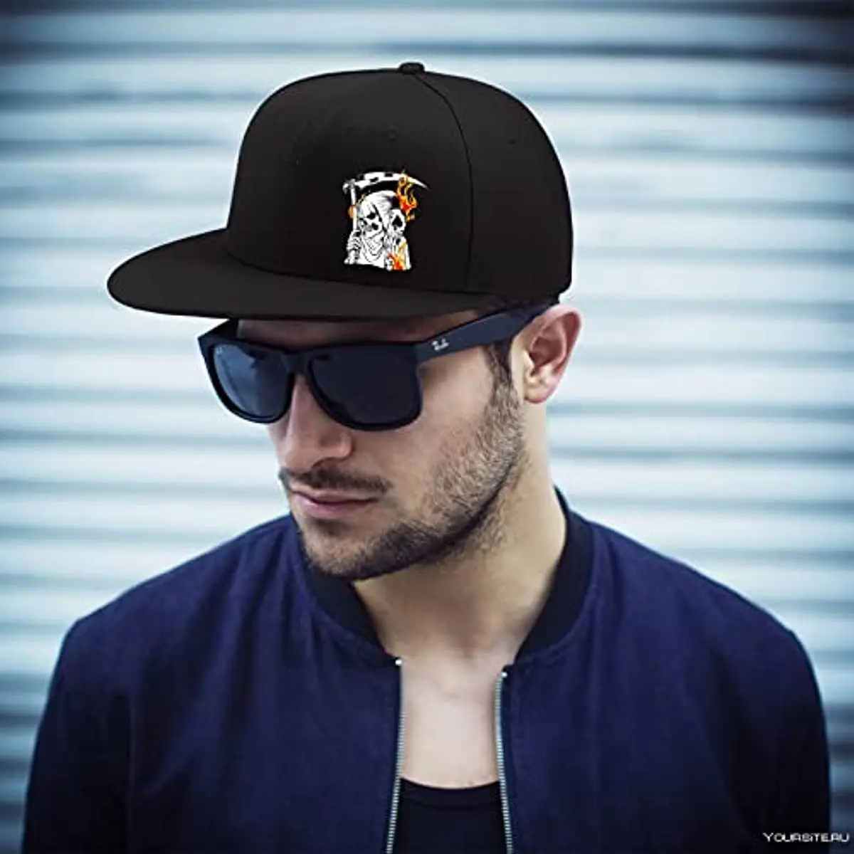 Cappelli Snapback per uomo cappelli Hiphop piatti per uomo Brim Death Skeleton Black Men cappelli attillati da Baseball Hip Hop Rock Trucker Caps