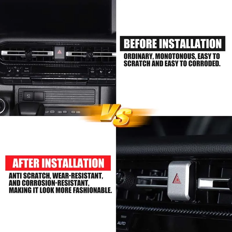 

1Pcs Stainless Steel Silver For Toyota Land Cruiser Prado 250 LC250 2024+ Car Double Flash Button Decorative Sticker Accessories