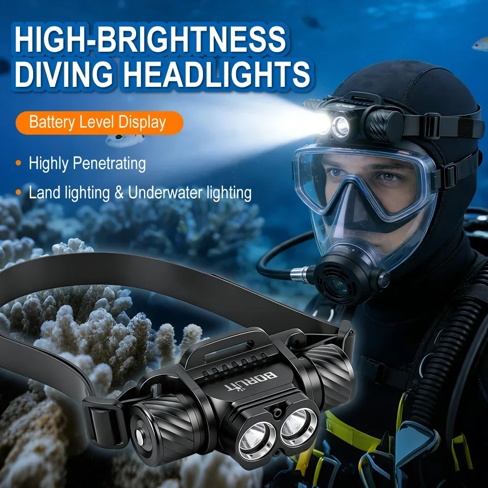boruit-hp2000-1400lm-led-powerful-light-diving-headlamp-50m-underwater-headlight-with-waterproof-outdoor-hat-clip-headlight