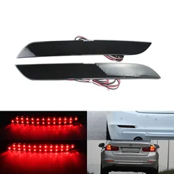 ANGRONG Black Lens LED Rear Bumper Reflector Brake Fog Light Lamps Red For BMW 3 Series F30 F31 F34 F35