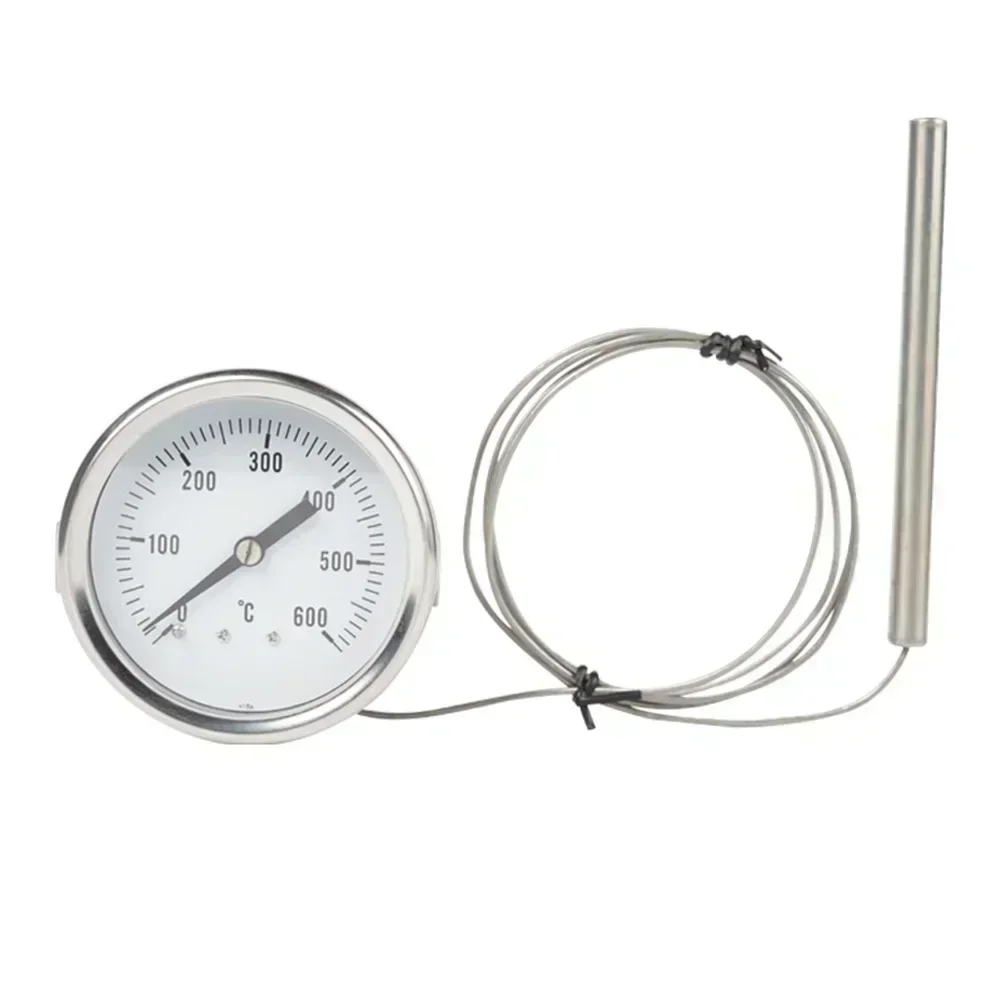 

Pressure Capillary Thermometer Stainless Steel with 1 Meter Probe for Ovens Boilers Temperature Measurement 0 to 600