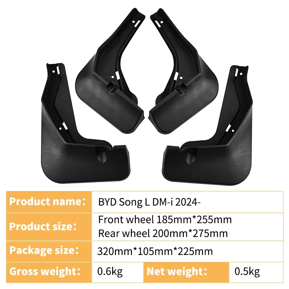 Mudguard for BYD Song L DM-i 2024 Four Wheel Soft Fender Premium Auto Parts Splash Protection Exterior Modification