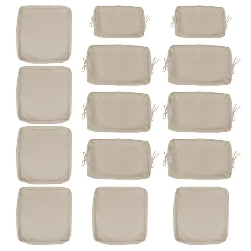 7-Piece Outdoor Cushion Covers Set for 6-Seater Wicker Rattan Sectional Sofa, 14-Pack Slipcovers for Seat and Back with Zippers